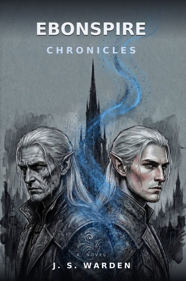 Ebonspire Chronicles book cover by J.S. Warden — dark fantasy detective noir