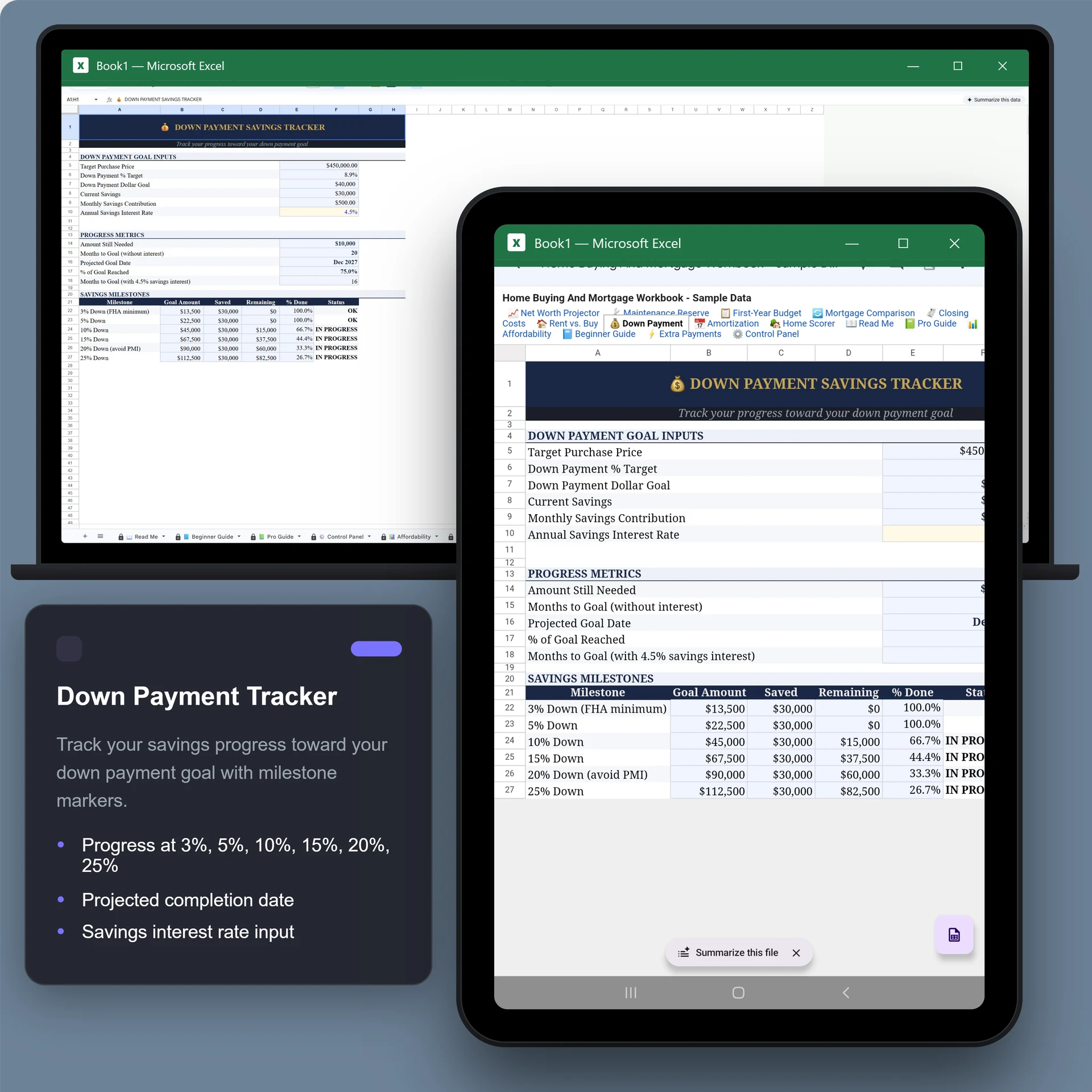 Excel · Down Payment Tracker