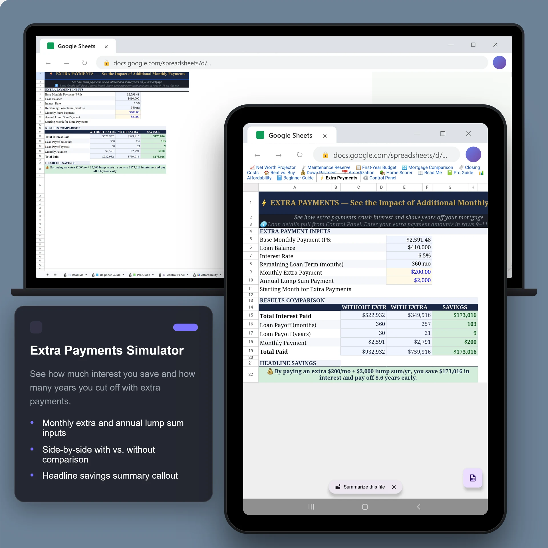 Sheets · Extra Payments