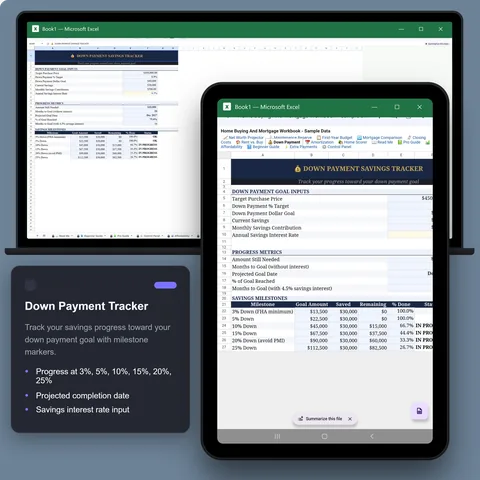 Excel · Down Payment Tracker