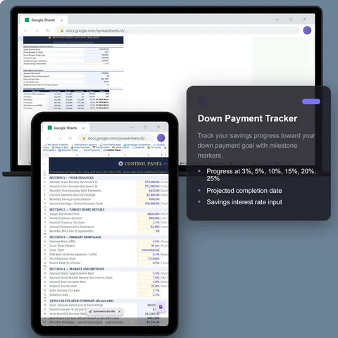 Sheets · Down Payment Tracker
