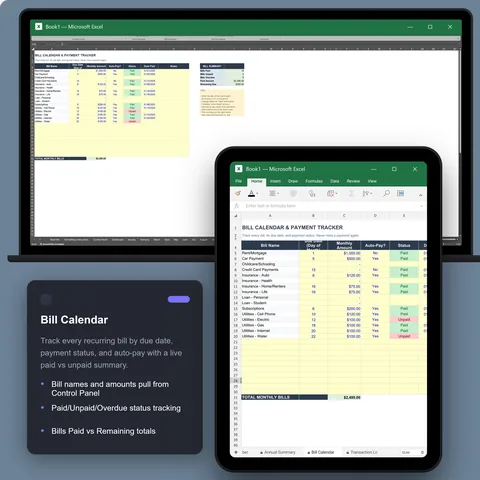 Excel · Bill Calendar