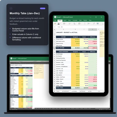 Excel · Monthly Tabs