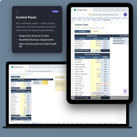 Sheets · Control Panel
