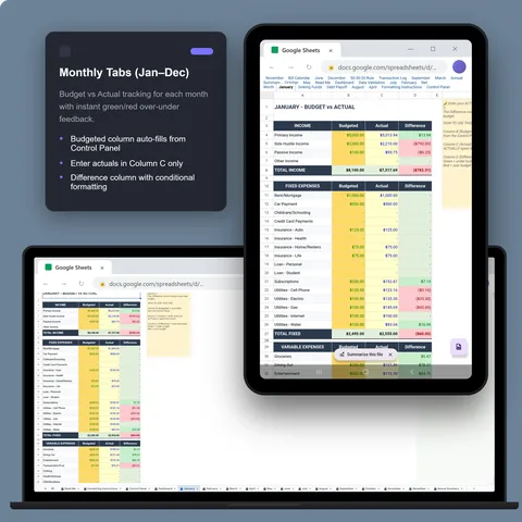Sheets · Monthly Tabs