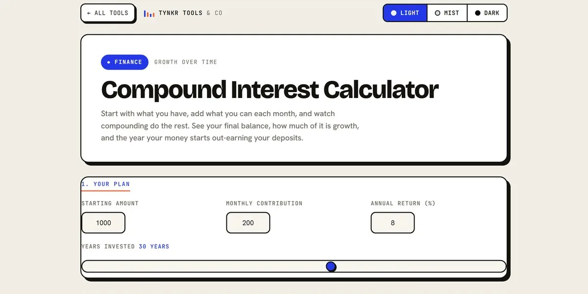 Compound Interest Calculator — app screenshot