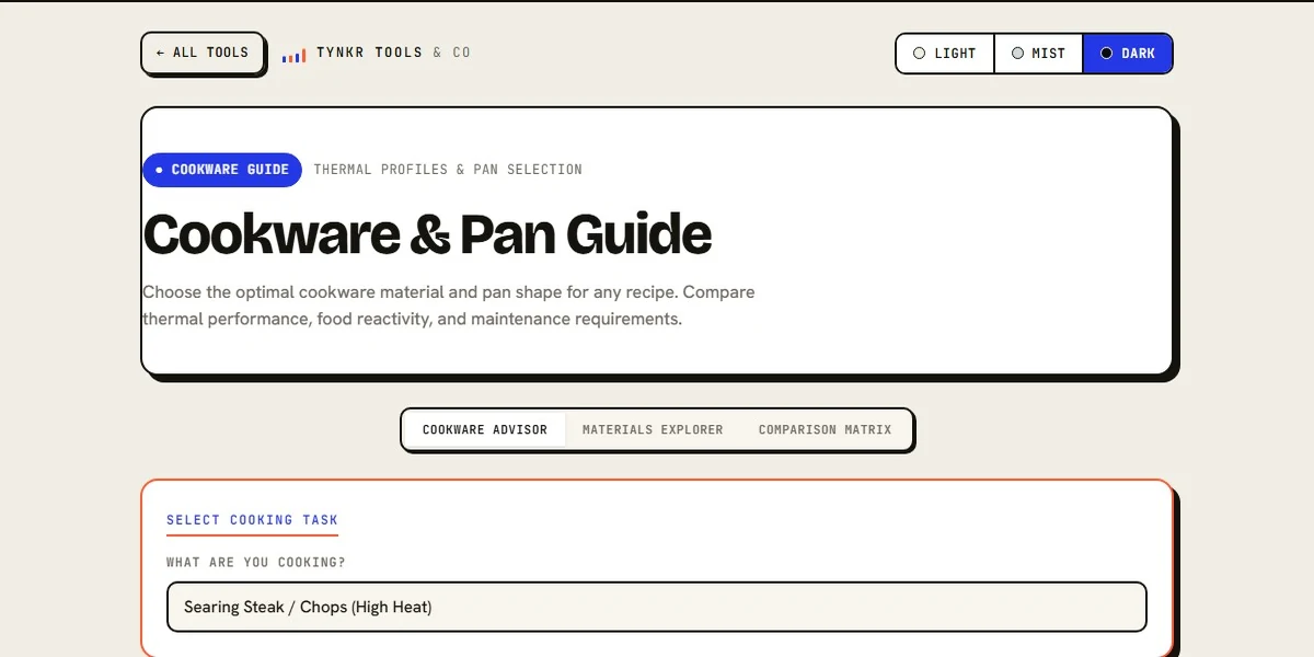 Cookware & Pan Guide — app screenshot