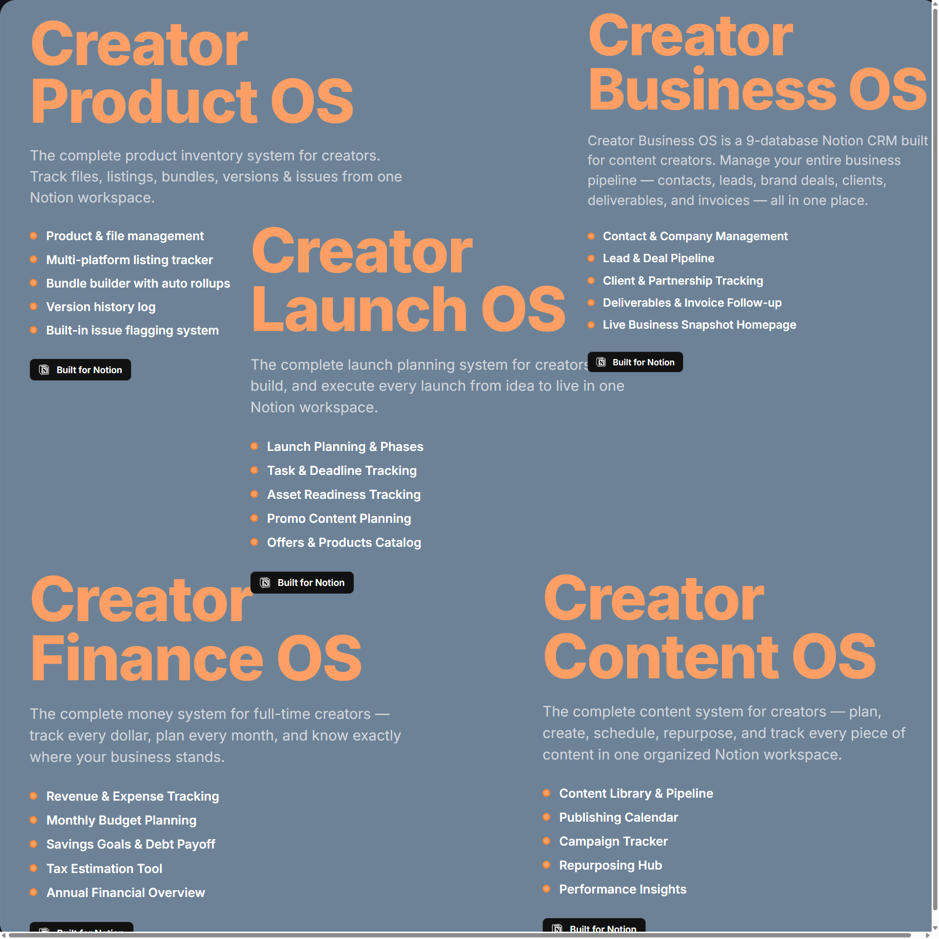 Creator OS Full Stack — Notion bundle hero mockup
