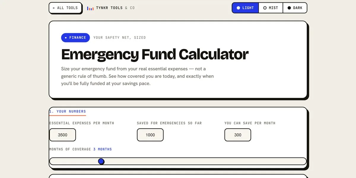 Emergency Fund Calculator — app screenshot