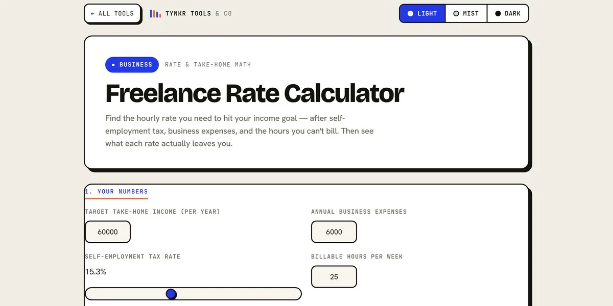 Freelance Rate Calculator — app screenshot