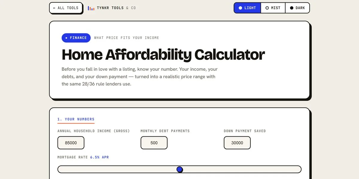 Home Affordability Calculator — app screenshot