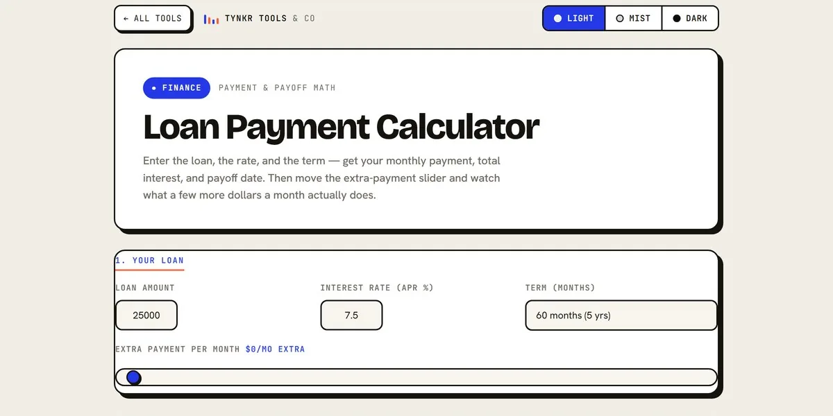 Loan Payment Calculator — app screenshot