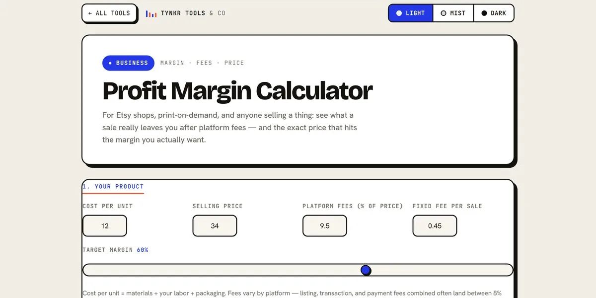 Profit Margin Calculator — app screenshot