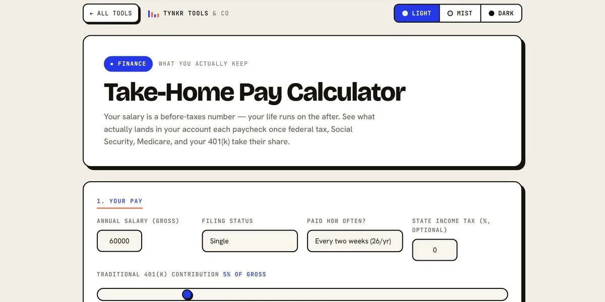 Take-Home Pay Calculator — app screenshot