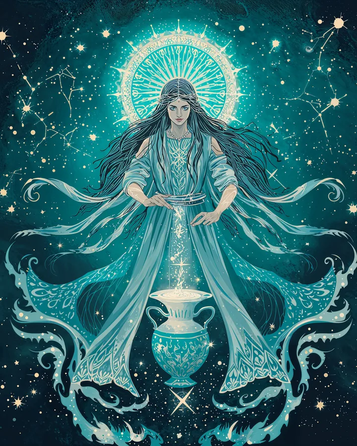 Celestial Animals variant 1 — Aquarius Zodiac Art Print