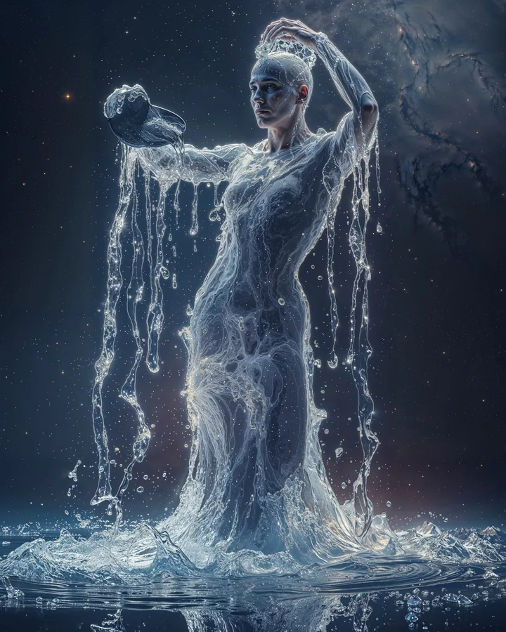 Hyper Realistic variant 3 — Aquarius Zodiac Art Print