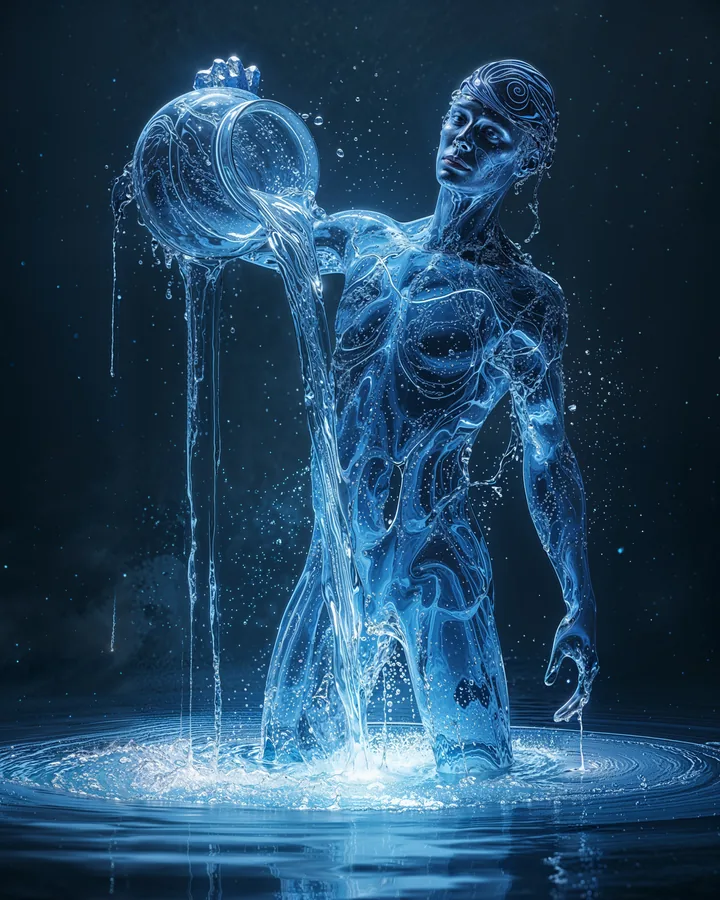 Hyper Realistic variant 4 — Aquarius Zodiac Art Print