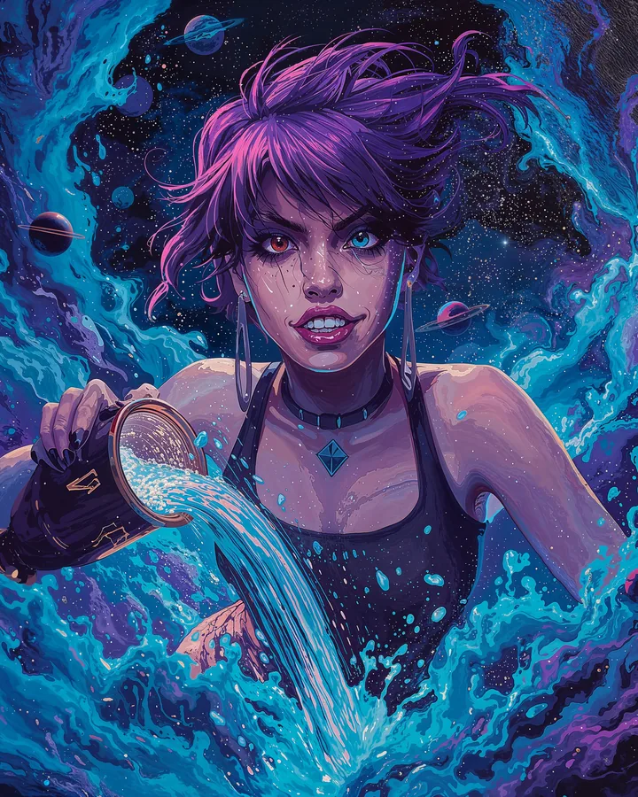 Punk Oil variant 1 — Aquarius Zodiac Art Print
