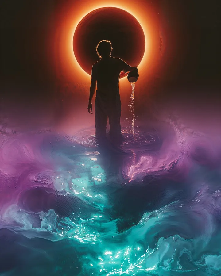Silhouette Aspects variant 1 — Aquarius Zodiac Art Print