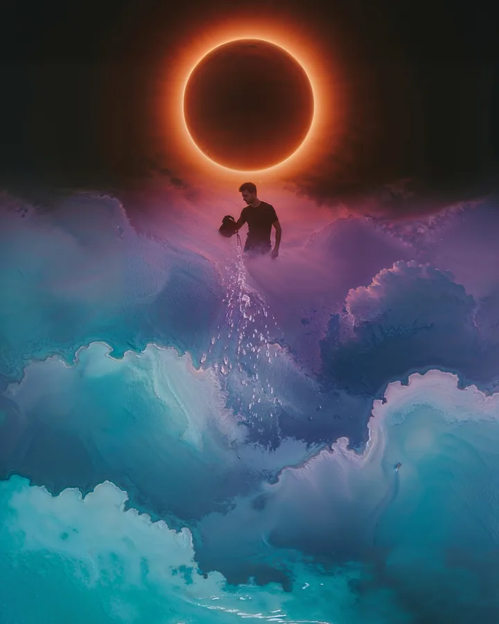 Silhouette Aspects variant 2 — Aquarius Zodiac Art Print