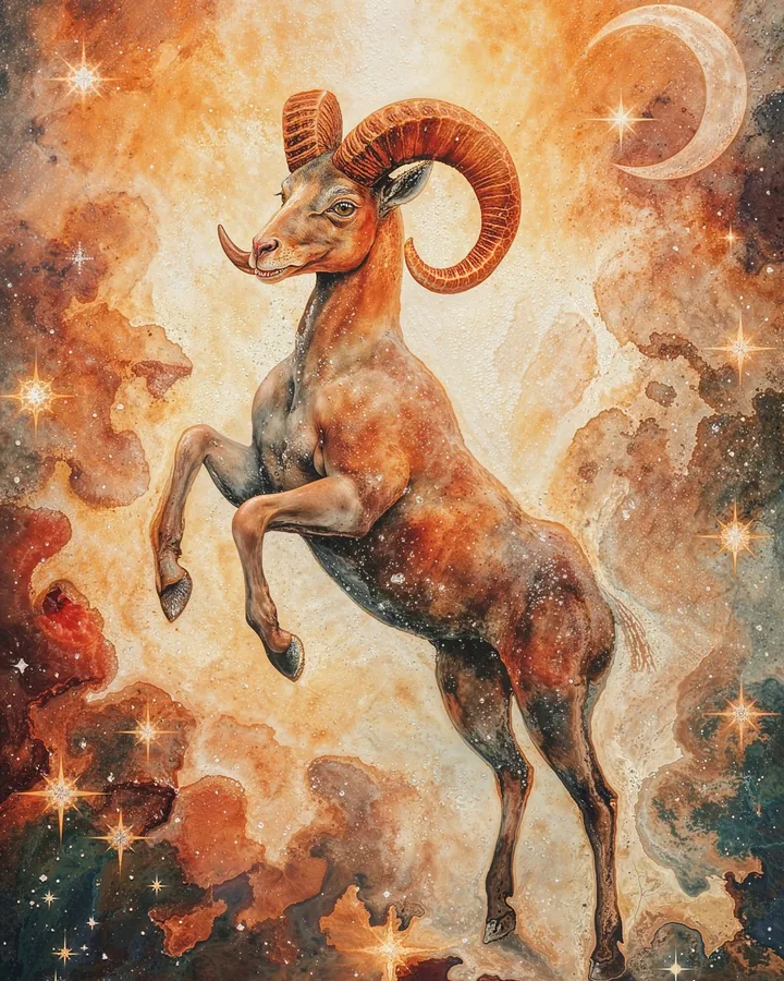 Watercolor 2 variant 2 — Aries Zodiac Art Print