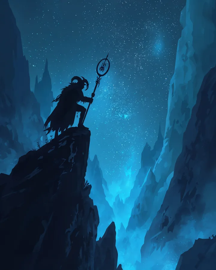 Silhouettes Fantasy variant 1 — Capricorn Zodiac Art Print