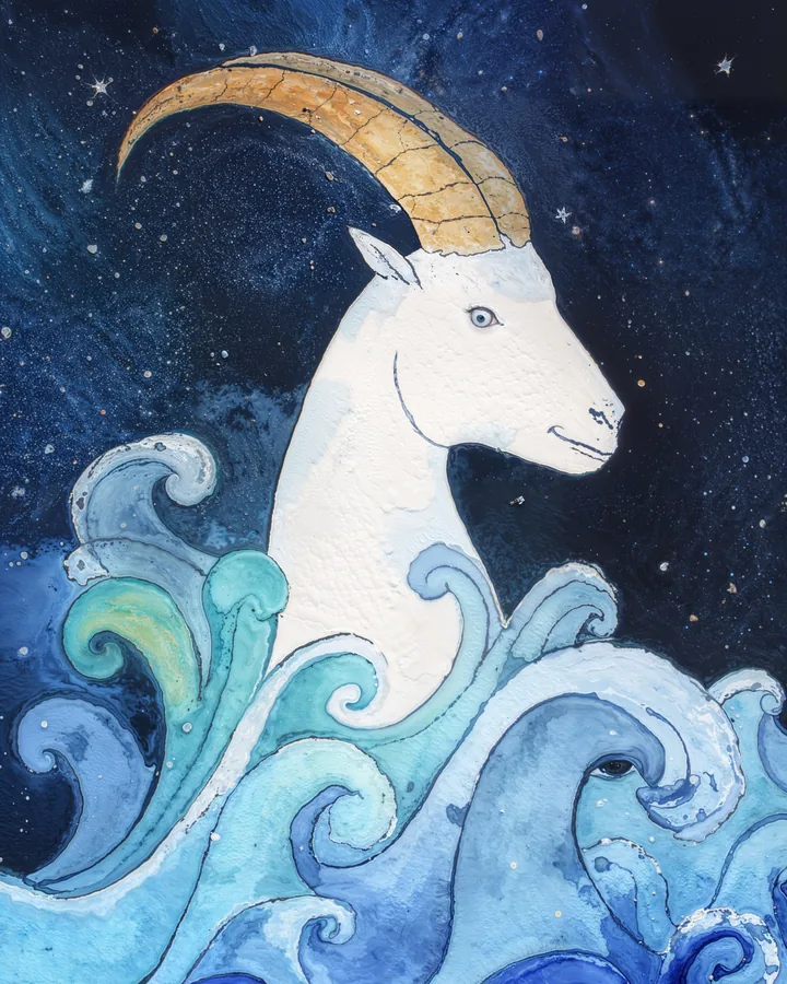 Watercolor 1 variant 1 — Capricorn Zodiac Art Print