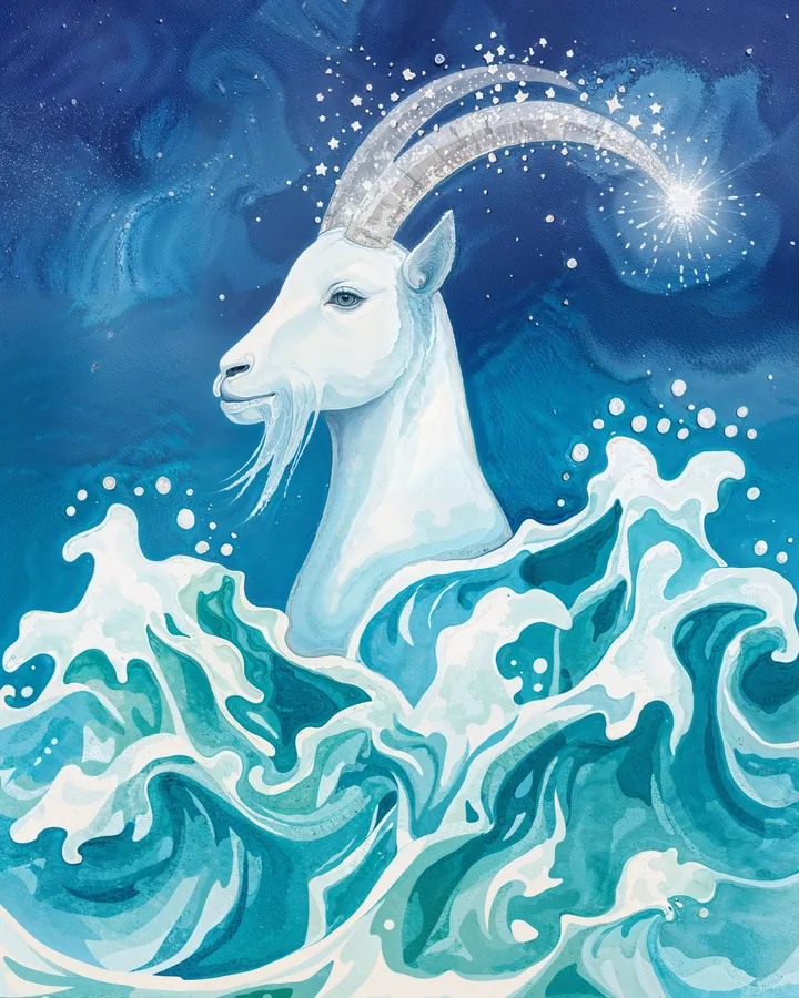 Watercolor 2 variant 1 — Capricorn Zodiac Art Print