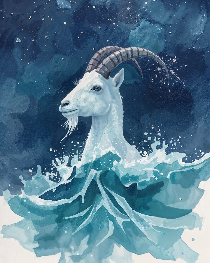 Watercolor 2 variant 2 — Capricorn Zodiac Art Print