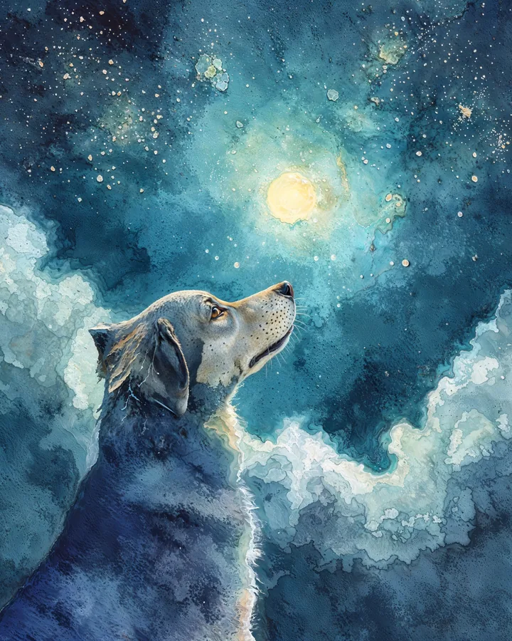 Dog Chinese Zodiac Art Print — Watercolor — Celestial Dreamscapes variant 1