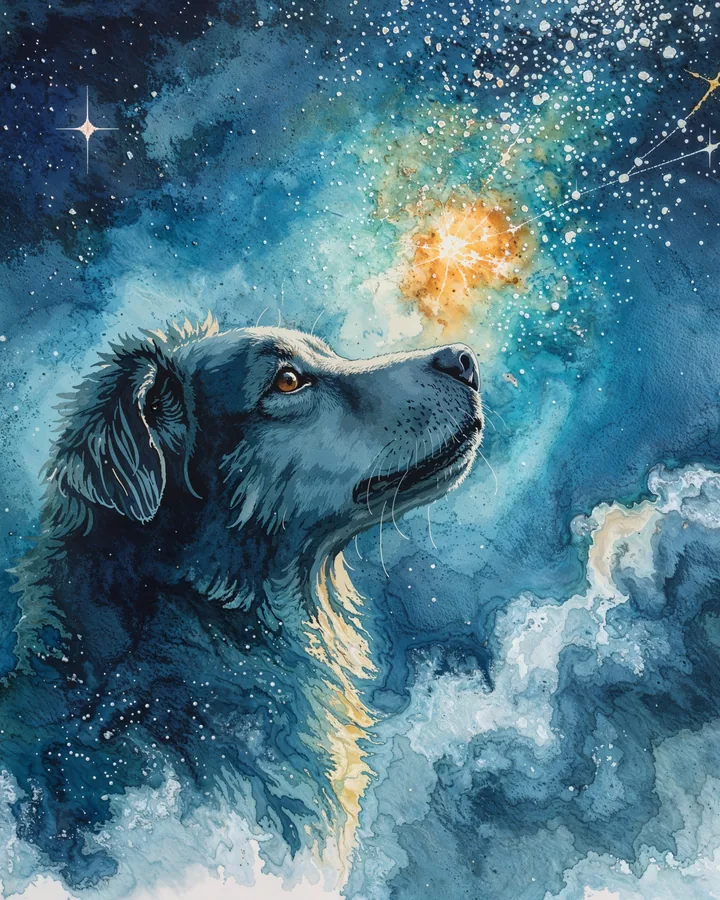 Dog Chinese Zodiac Art Print — Watercolor — Celestial Dreamscapes variant 2