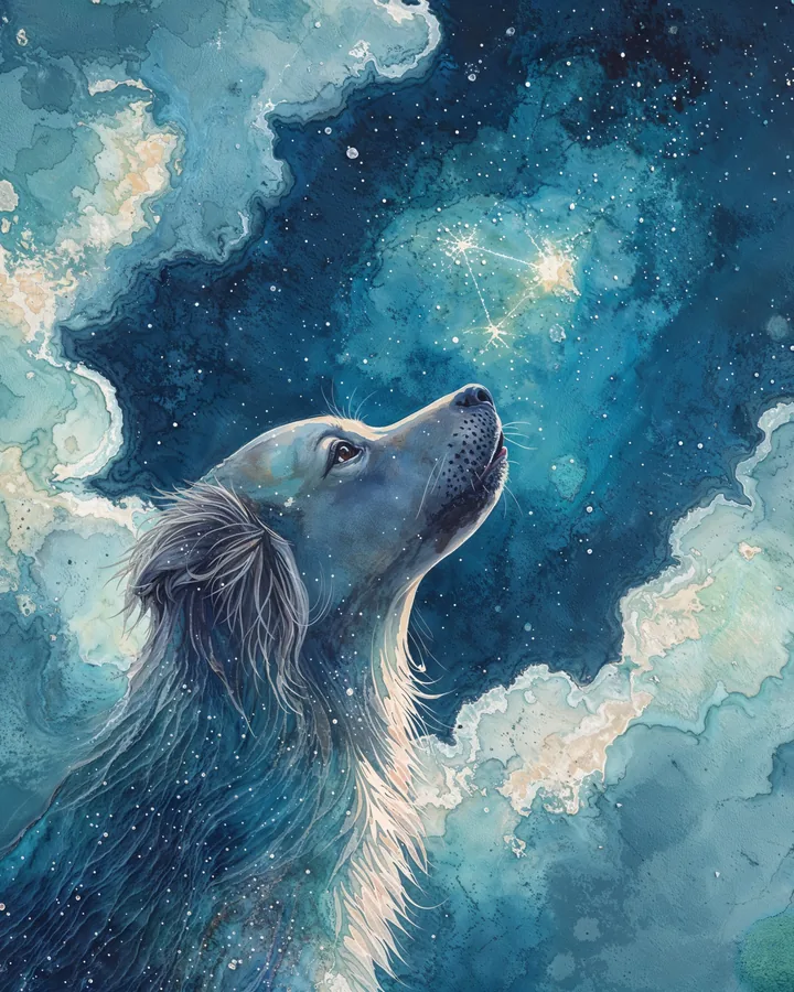 Dog Chinese Zodiac Art Print — Watercolor — Celestial Dreamscapes variant 3