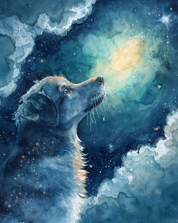 Dog Chinese Zodiac Art Print — Watercolor — Celestial Dreamscapes variant 4