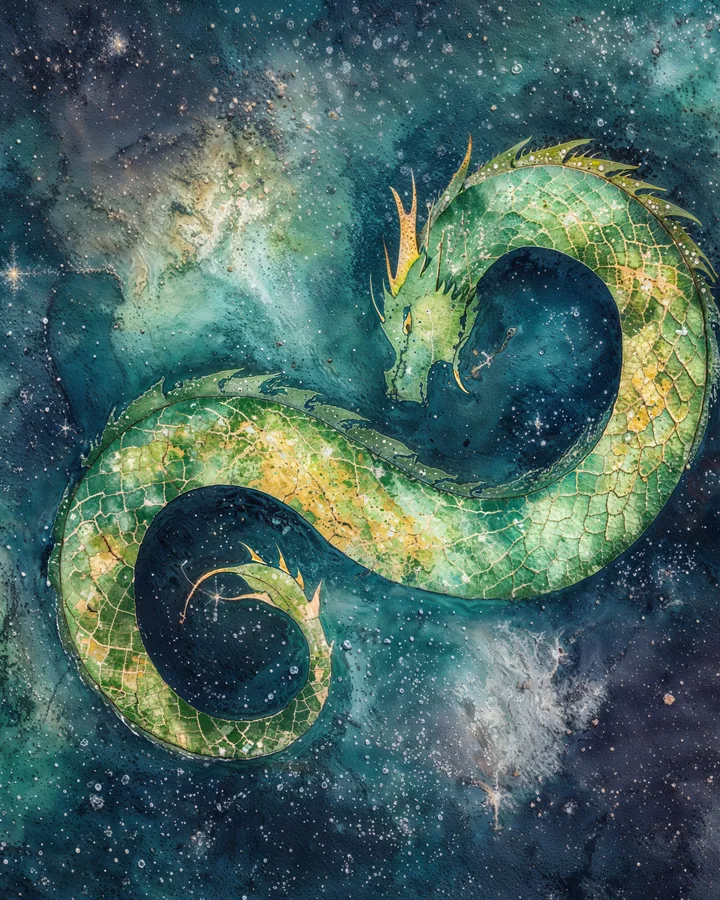 Dragon Chinese Zodiac Art Print — Watercolor — Celestial Dreamscapes variant 1