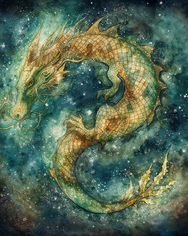 Dragon Chinese Zodiac Art Print — Watercolor — Celestial Dreamscapes variant 2