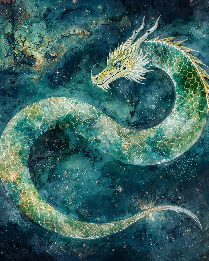 Dragon Chinese Zodiac Art Print — Watercolor — Celestial Dreamscapes variant 4