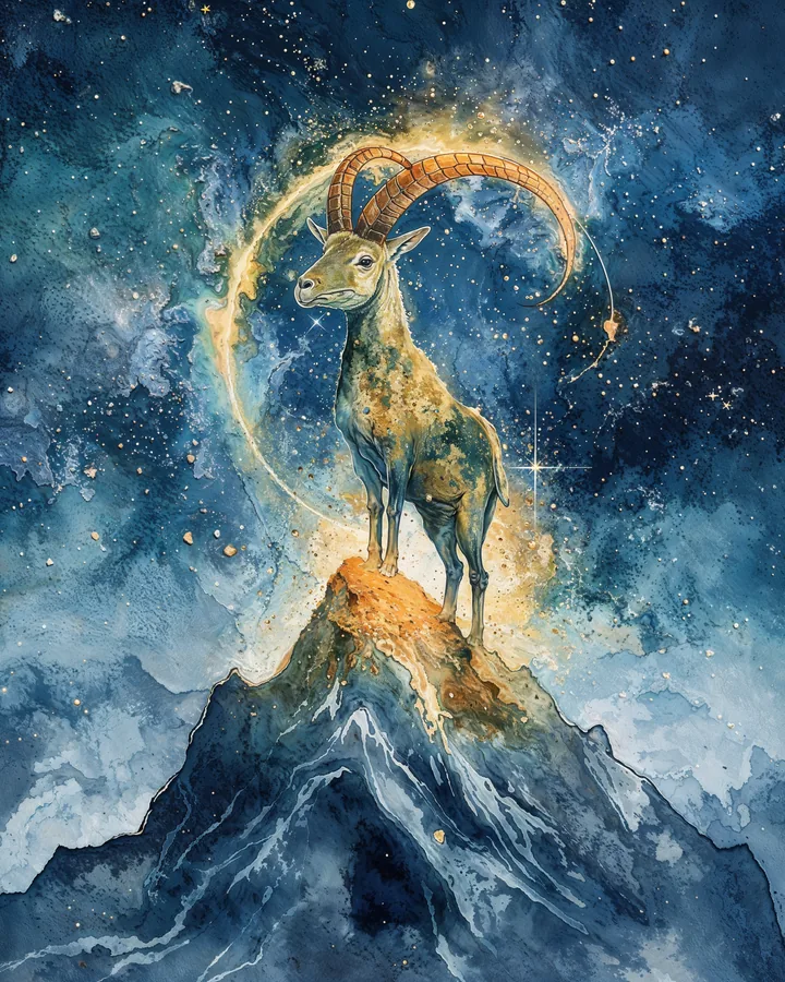 Goat Chinese Zodiac Art Print — Watercolor — Celestial Dreamscapes variant 1