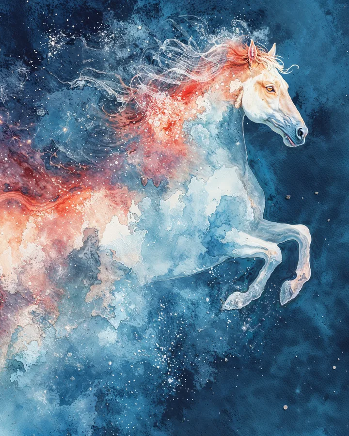 Horse Chinese Zodiac Art Print — Watercolor — Celestial Dreamscapes variant 2