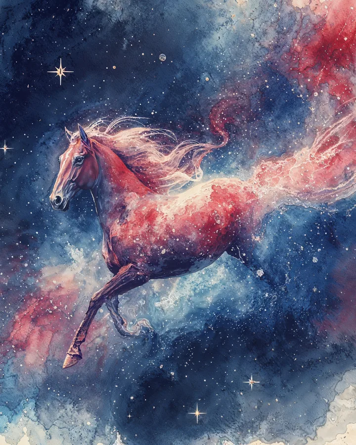 Horse Chinese Zodiac Art Print — Watercolor — Celestial Dreamscapes variant 3