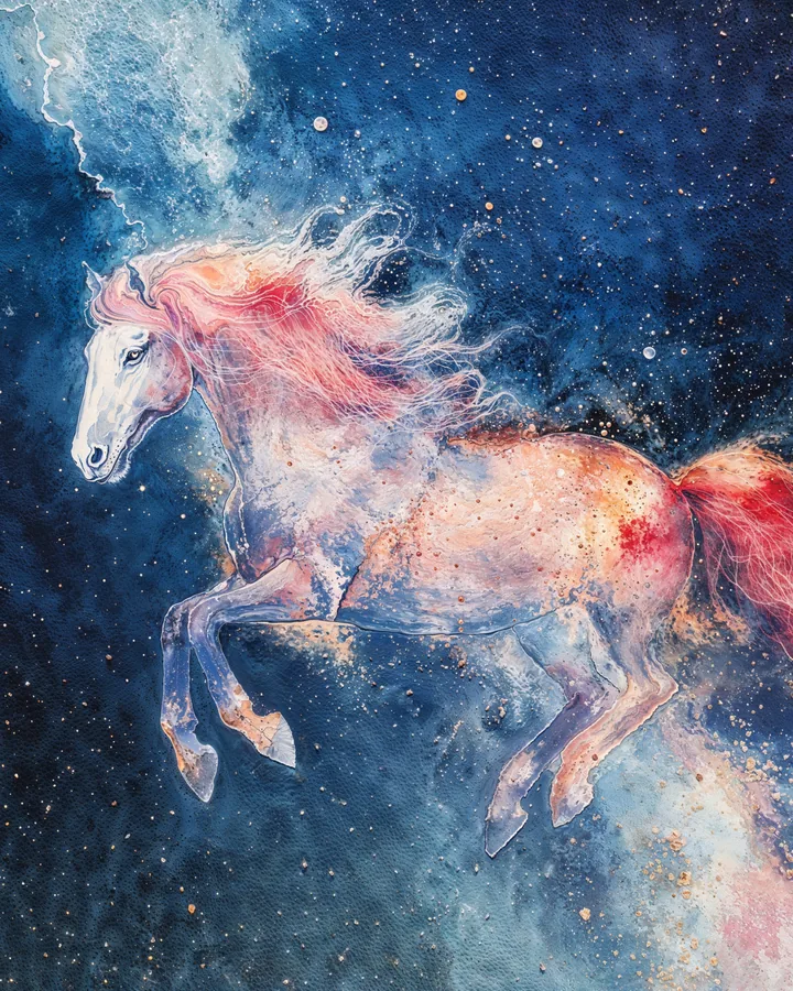 Horse Chinese Zodiac Art Print — Watercolor — Celestial Dreamscapes variant 4