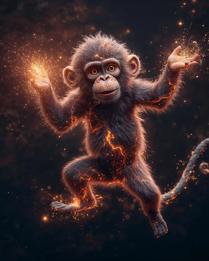 Monkey Chinese Zodiac Art Print — Hyper-Realistic — Lunar Guardians variant 2