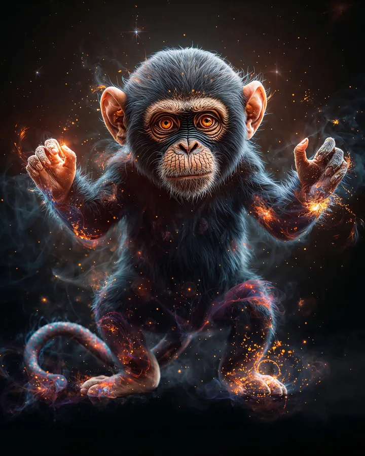 Monkey Chinese Zodiac Art Print — Hyper-Realistic — Lunar Guardians variant 4