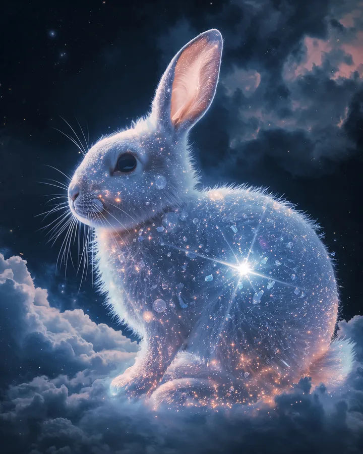 Rabbit Chinese Zodiac Art Print — Hyper-Realistic — Lunar Guardians variant 3