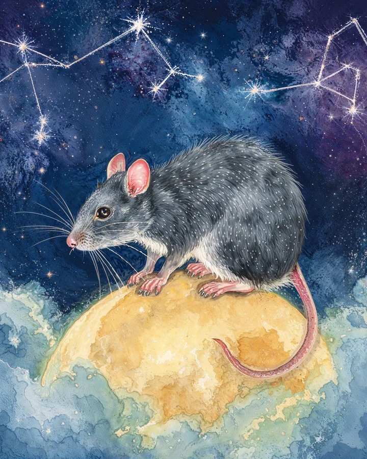 Rat Chinese Zodiac Art Print — Watercolor — Celestial Dreamscapes variant 4