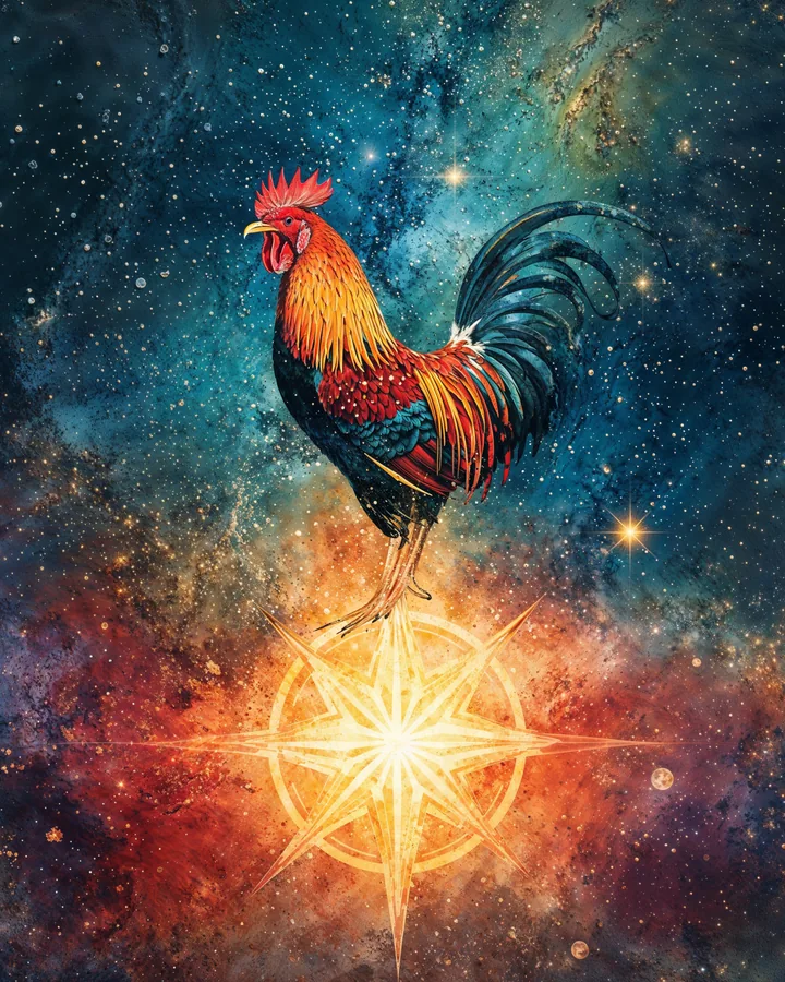 Rooster Chinese Zodiac Art Print — Watercolor — Celestial Dreamscapes variant 3