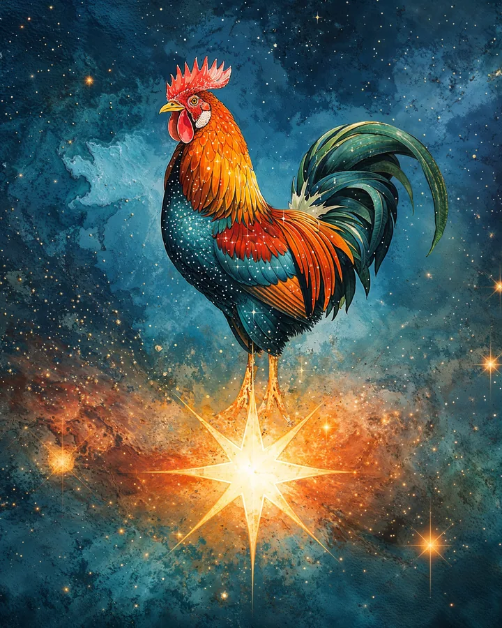 Rooster Chinese Zodiac Art Print — Watercolor — Celestial Dreamscapes variant 4