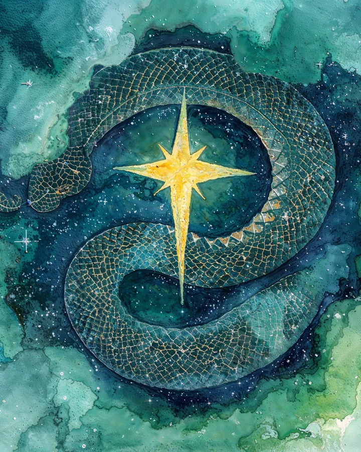 Snake Chinese Zodiac Art Print — Watercolor — Celestial Dreamscapes variant 2