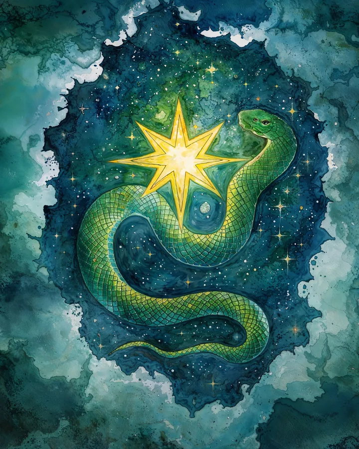 Snake Chinese Zodiac Art Print — Watercolor — Celestial Dreamscapes variant 4