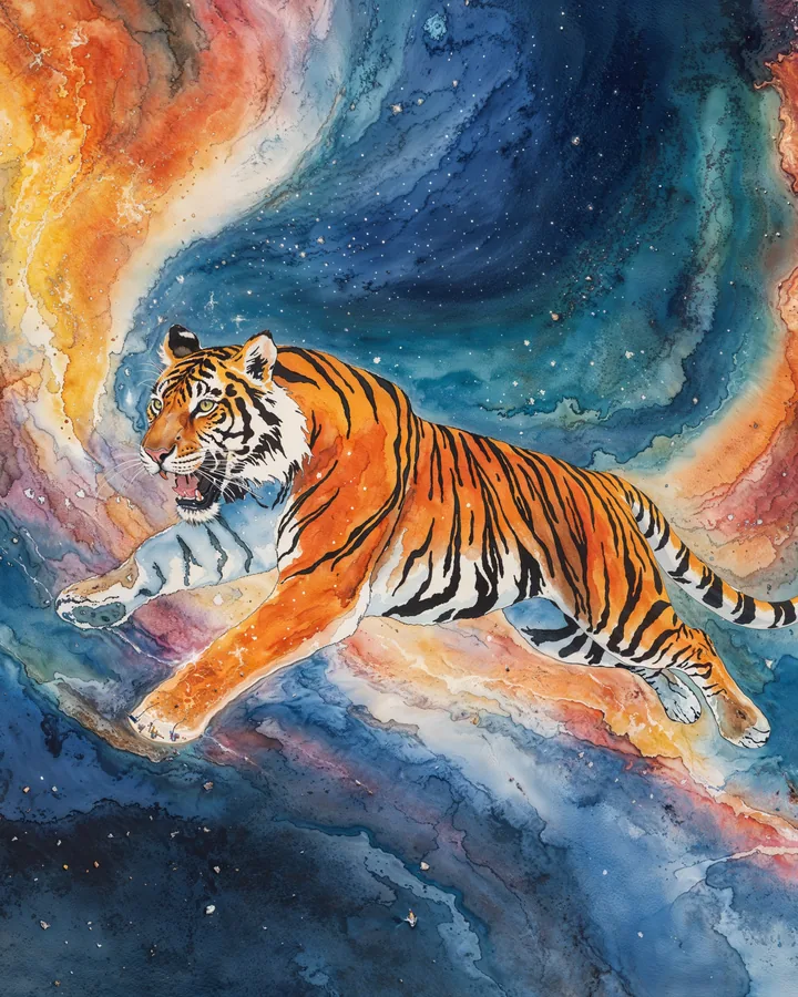 Tiger Chinese Zodiac Art Print — Watercolor — Celestial Dreamscapes variant 1