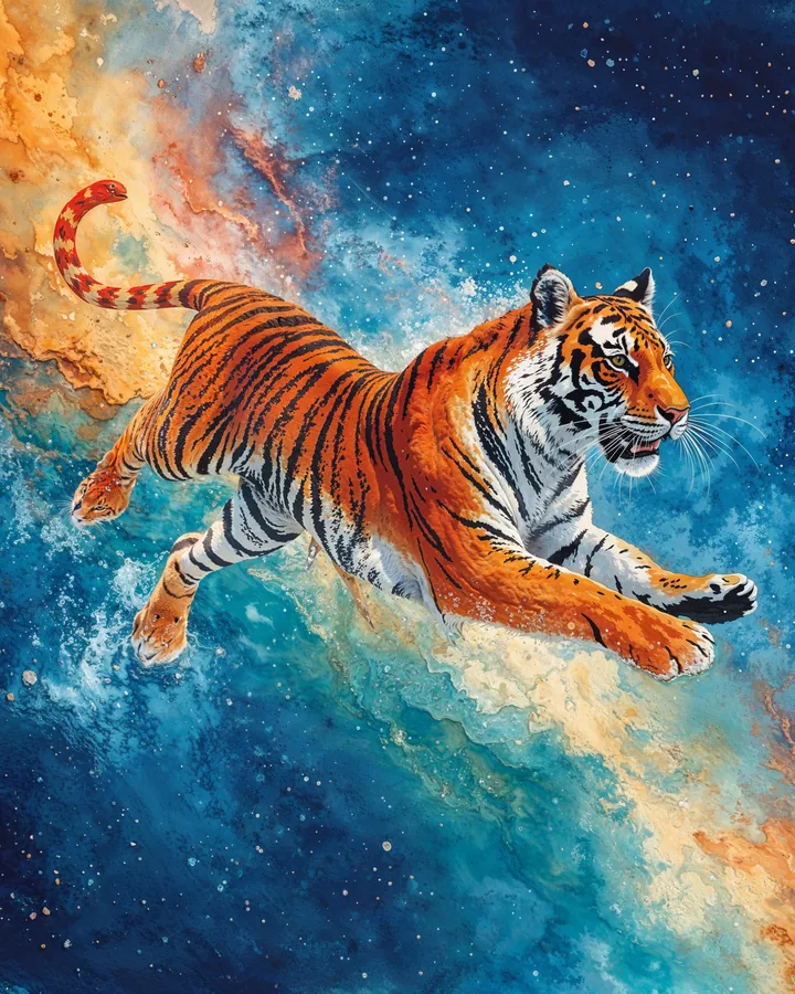 Tiger Chinese Zodiac Art Print — Watercolor — Celestial Dreamscapes variant 2
